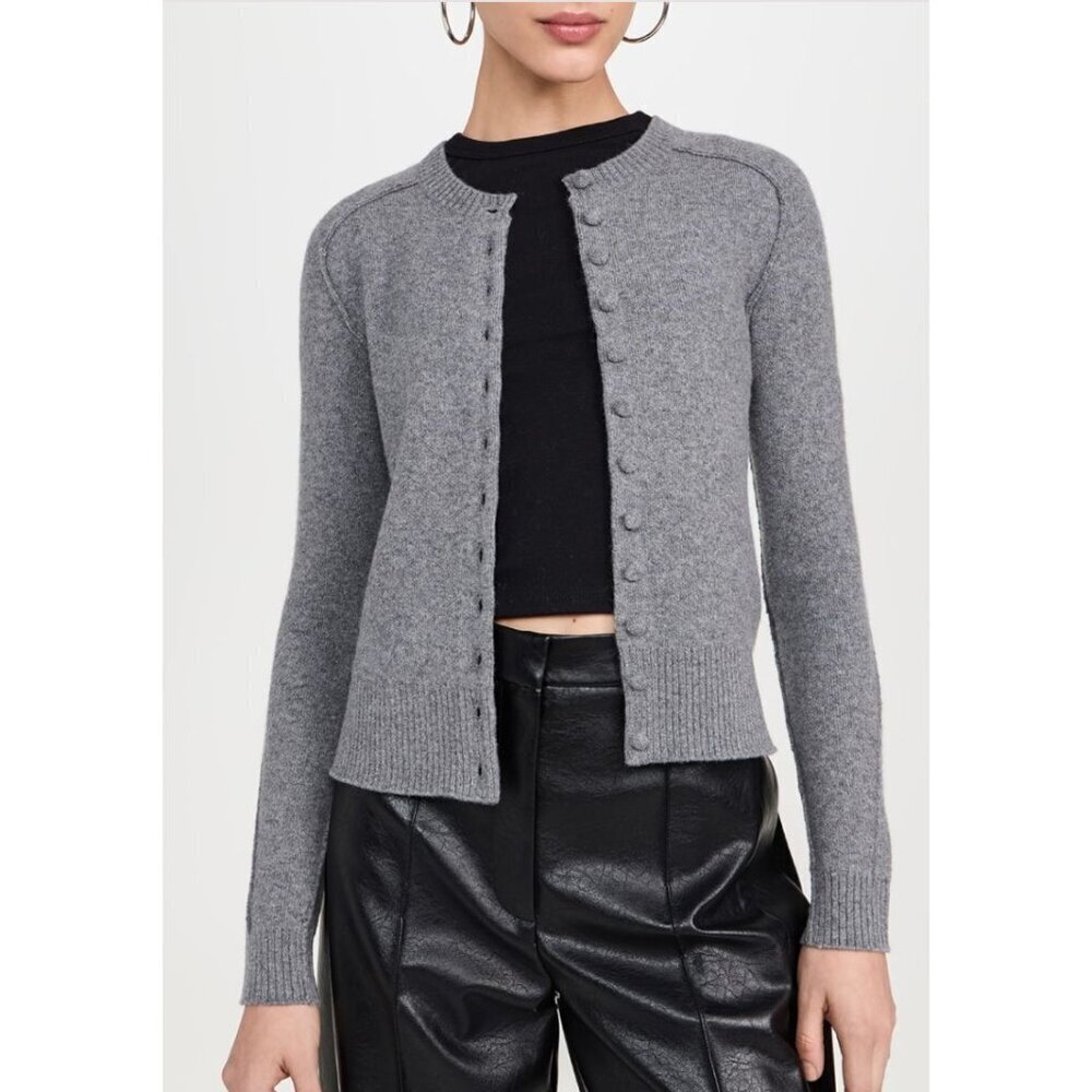 Rag & Bone Bridget Crew Cardigan in Grey Wool Blend Size Large